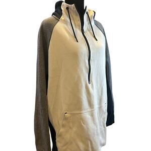 Nike Tech Fleece Hoodie Large Light Bone Carbon Heather Side Zip Pullover